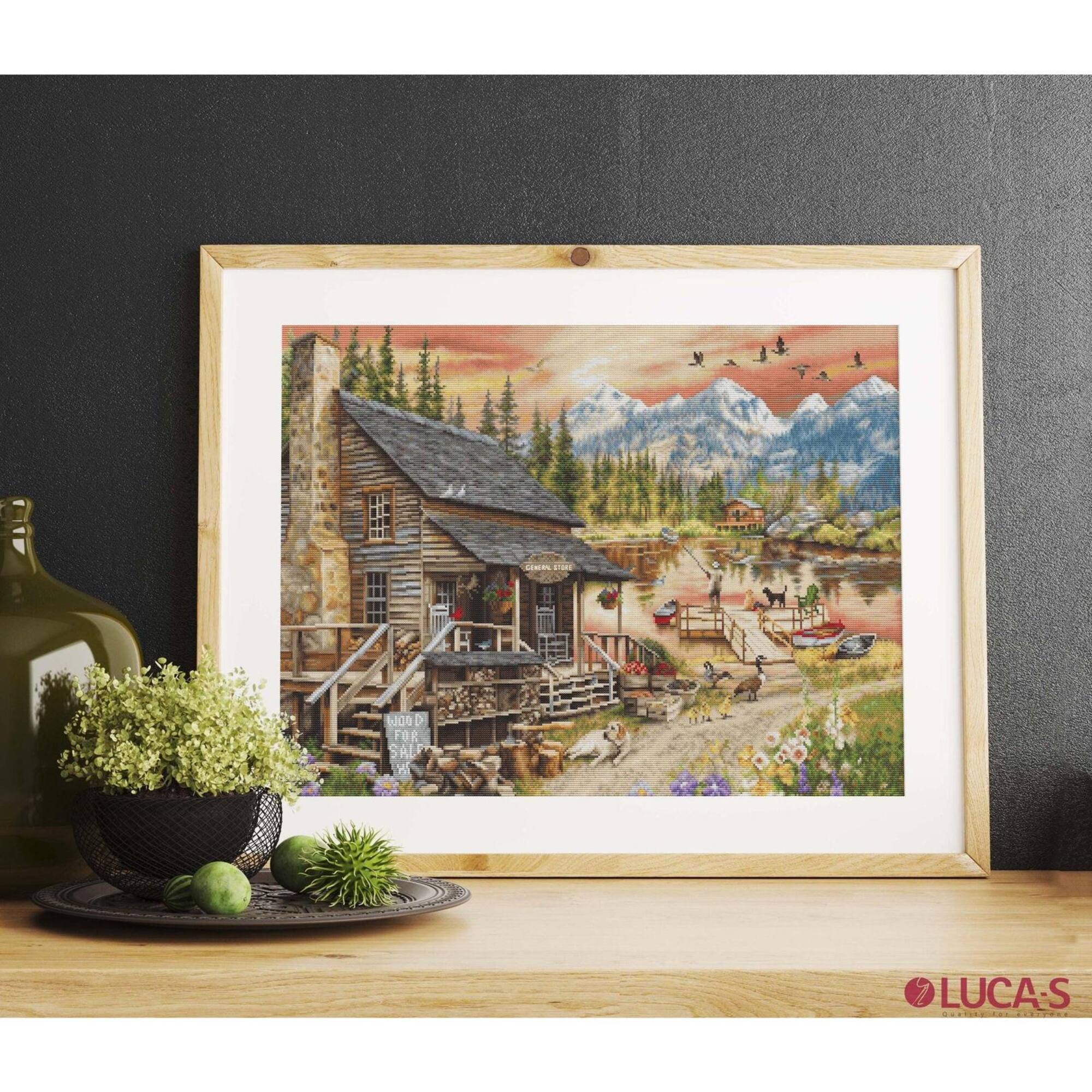 Luca-S Log Cabin General Store Counted Cross-Stitch Kit